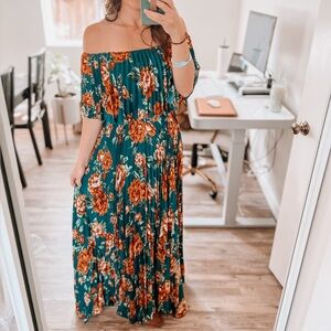 Pinkblush Teal and Orange Floral Maxi Dress
